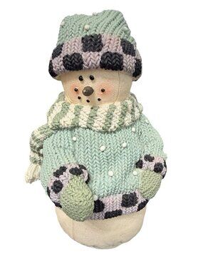 Plum Pudding Snowman Figurine Heather Hykes Artisan Flair Inc Knit Sweater 4.75"